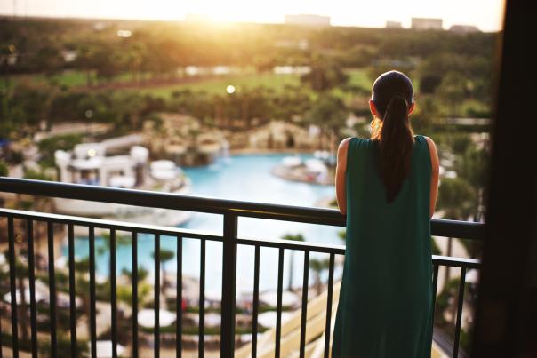 Orlando World Center Marriott woman balcony