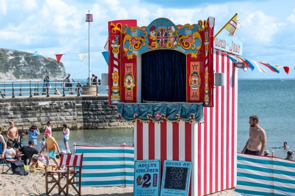 The Punch and Judy Show on Swanage Beach in Dorset
