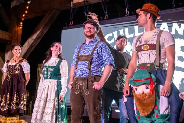 Contestants on stage at Cullman's Oktoberfest.