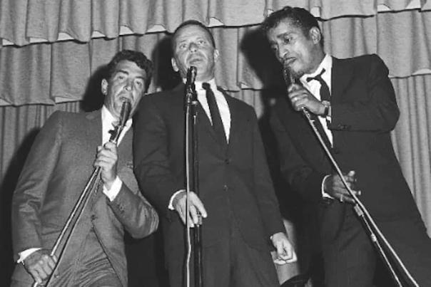 Dean Martin, Frank Sinatra, Sammy Davis Jr. singing at the Riviera.