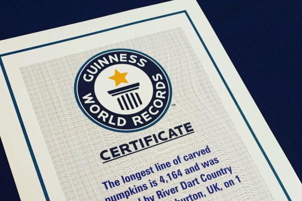 certificate from guinness world records