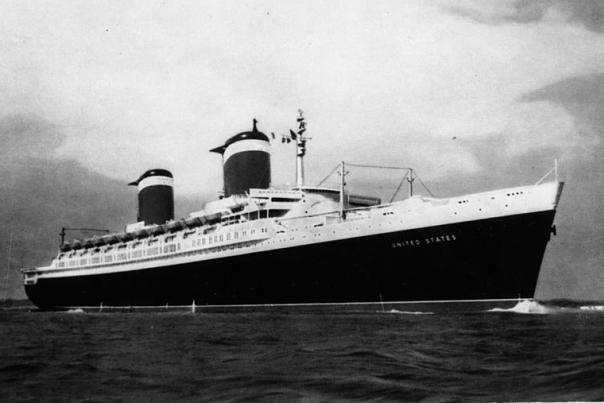SS United States ship at sea, Unknown date, probably mid 1950s