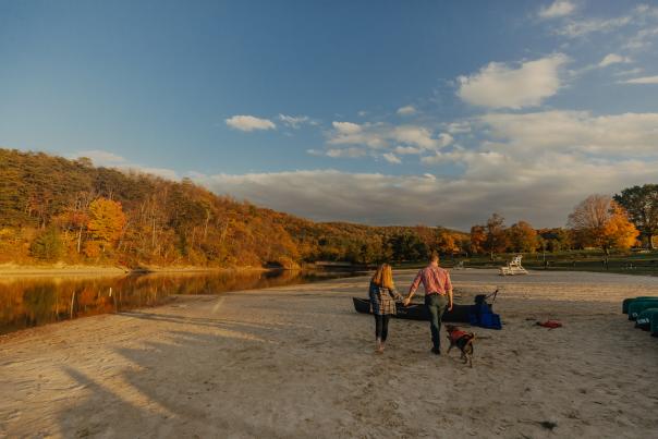 Couple + Dog Canoe - Rocky Gap State Park - Flintstone