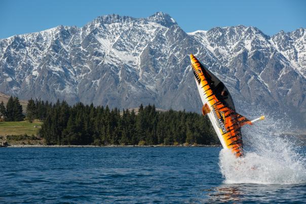 Hydro Attack leaping out of the water in Queenstown