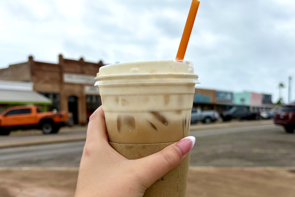 iced coffee in downtown Rockport