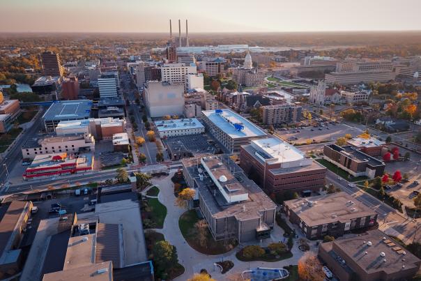 Arial view of downtown Lansing