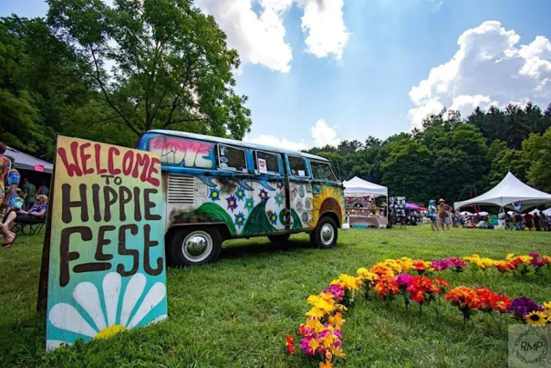 Hippie Fest Van & Sign