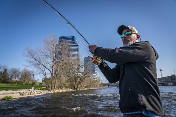 The Grand River is one of several great places to fish in Kent County.