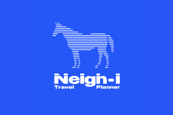 Neigh-I Travel Planner blue logo with a horse