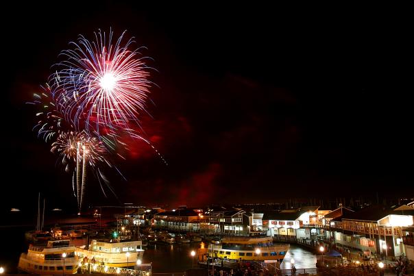 Fireworks over Blue & Gold Fleet and PIER 39