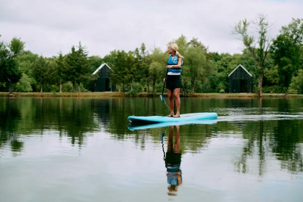 Kayaker paddles through Basecamp in Humboldt