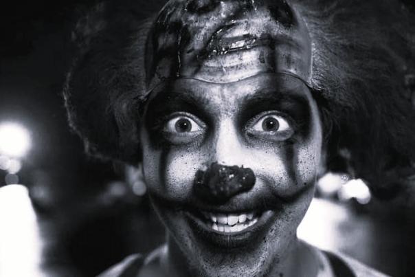 A scary clown actor at the Forsaken Forest in Richmond Wayne County