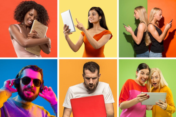 Stressed workers on tech