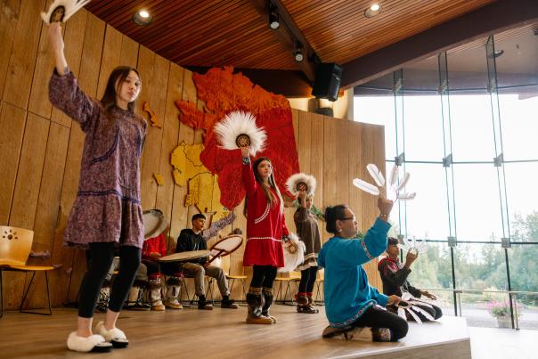 Dancers perform at the Alaska Native Heritage Center in Anchorage.
