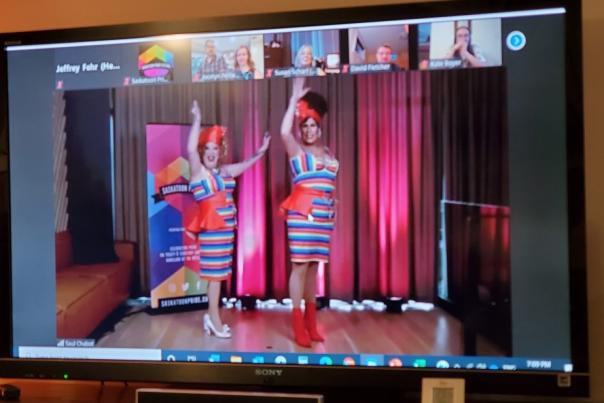 Two drag queens on TV