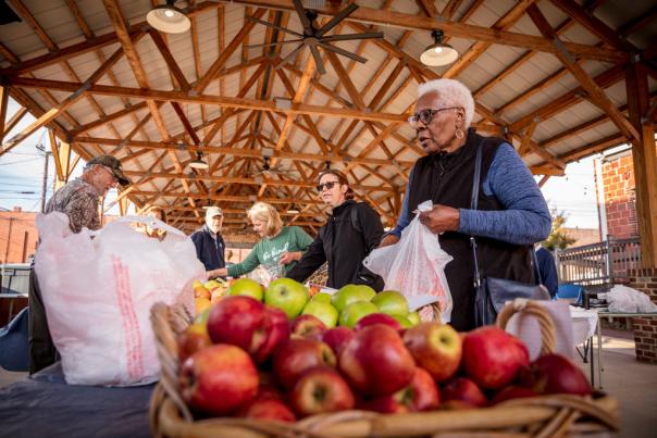 People shopping at the Salisbury Rowan Farmers Market