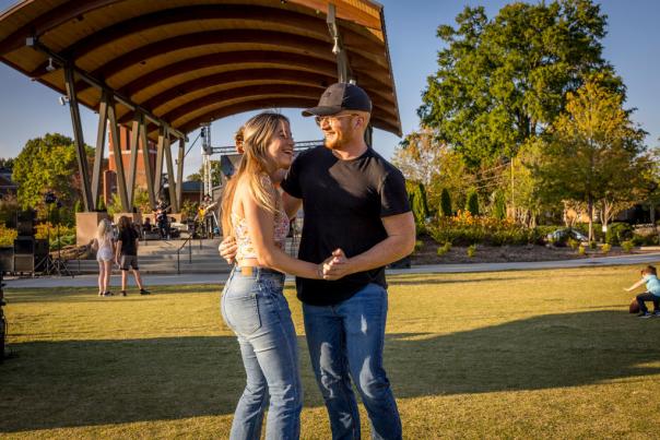 Couple Dancing on Bell Tower Green