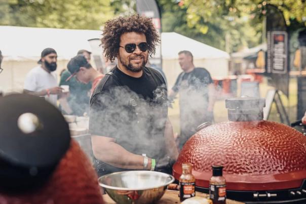 Founder of Embers at his Fire Bowl Cooking class