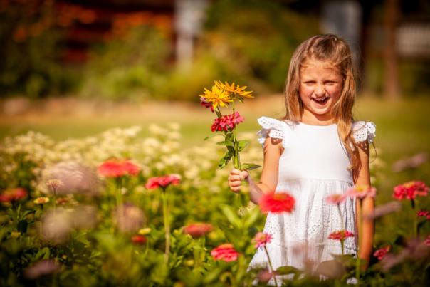 Girl with Flowers at Gold Hill Flower Company