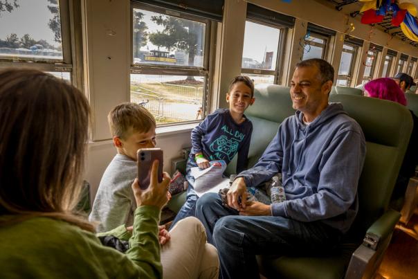 Family on train