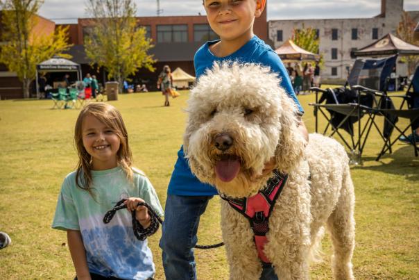 Children and dog at Brew Fest