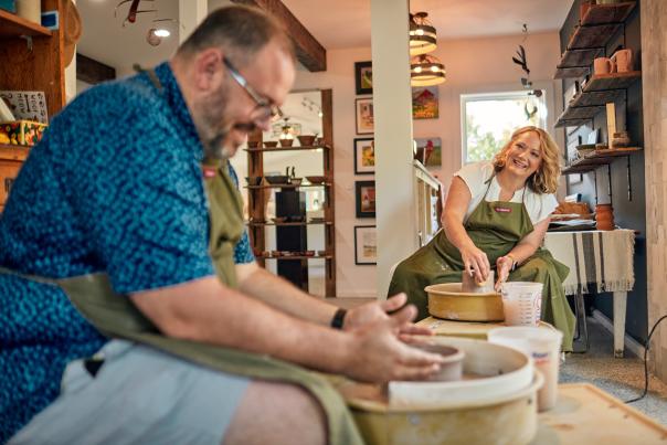 Couple Spinning Pottery