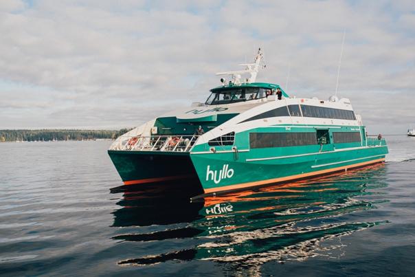 The Hullo ferry at sea.