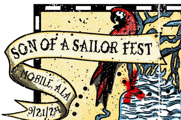 Son of a Sailor Fest Mobile, Ala. 9/24/24 old style map background