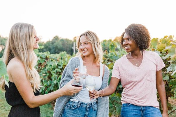 Ladies enjoy a drink at Beachaven Winery