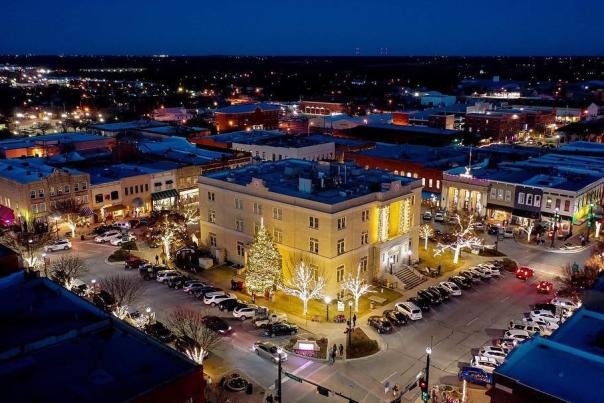 Downtown McKinney with Christmas tree