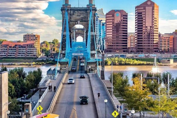 Roebling bridge and NKY skyline