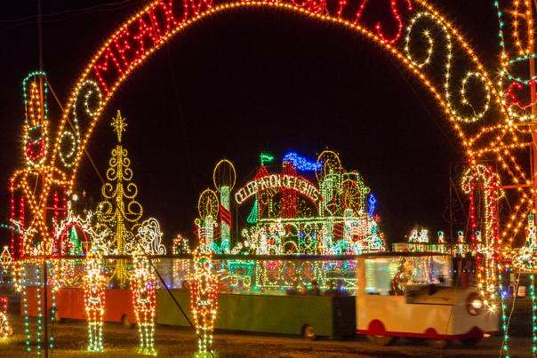 Christmas light displays at Meadow Lights near Benson, NC.