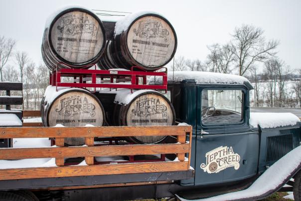 Jeptha Creed Barrels in the Snow