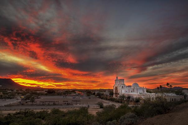 Mission San Xavier Burning Sunset