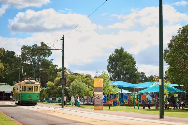Heritage electric trams at Whiteman Park