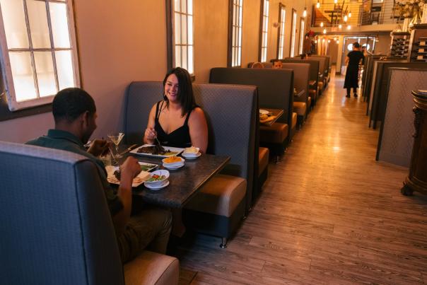 couple dining at downtown rapid city restaurant delmonico grill