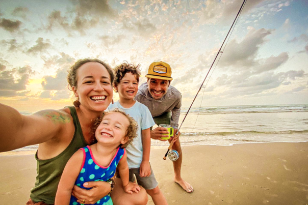 family on the beach