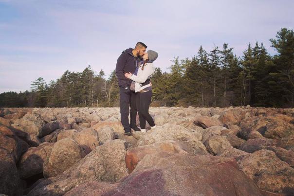 A couple enjoys a romantic date to Boulder Field in Hickory Run State Park in the Poconos