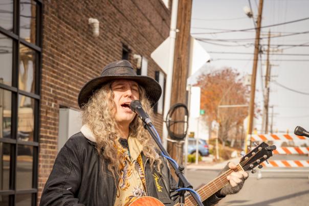 Man performing at Farmers Market