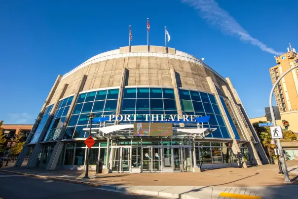 The outside of the Port Theatre.