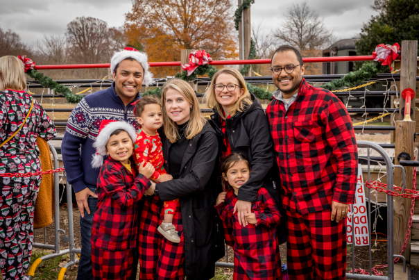 Family in pajamas at NCTM's Polar Express