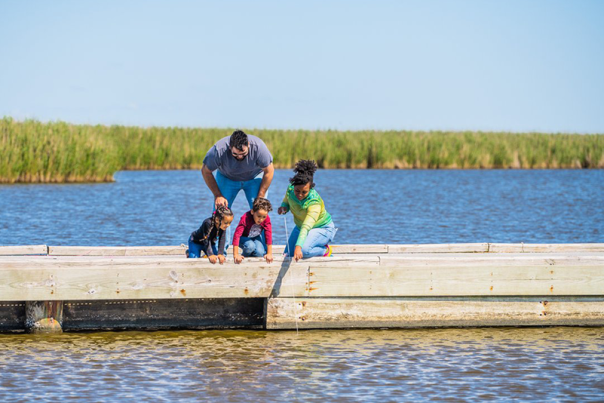 family crabbing along the Creole Nature Trail