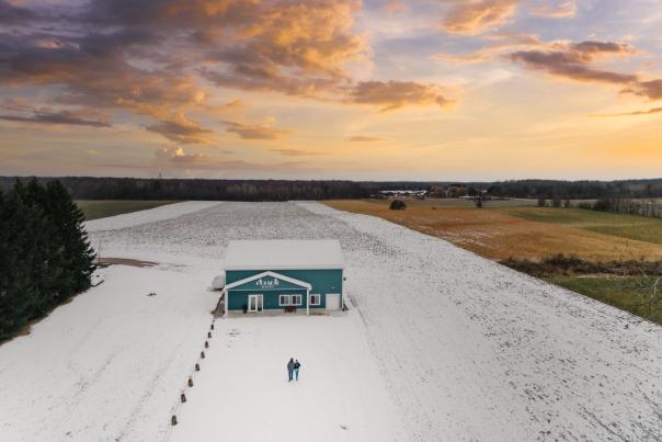 Golspie dairy drone snow