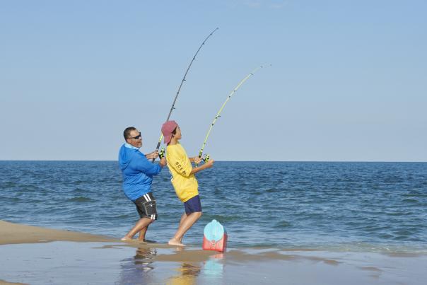 Surf fishing with Dad in Ocean City, MD