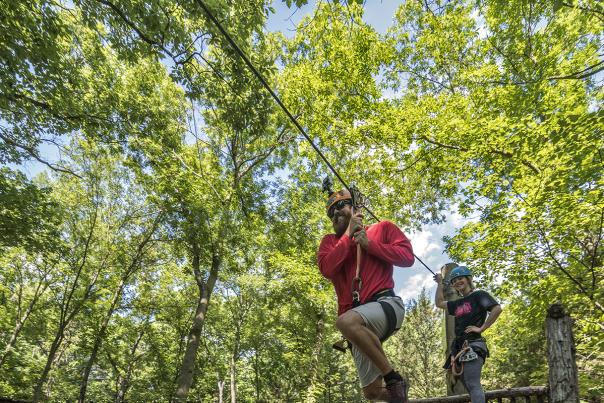 Man Zip Lining