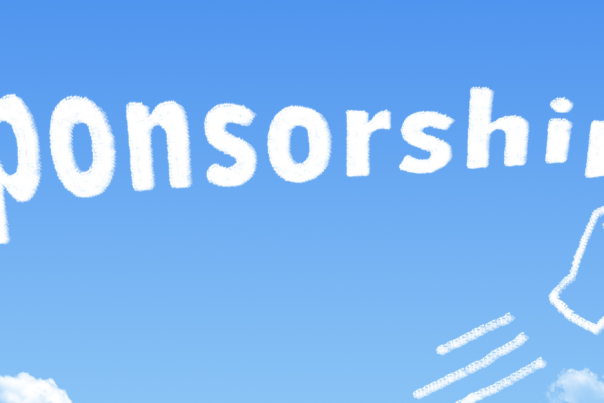 Blue sky with the word sponsorship written in white cloud writing
