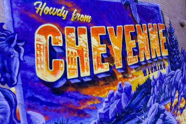 A detail of the Howdy from Cheyenne mural in downtown Cheyenne, Wy