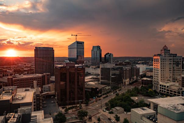 Downtown Skyline with Sunset, 2021