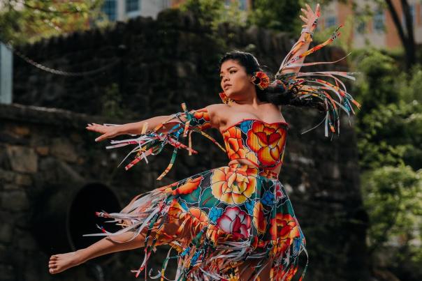 “Cinco de Mayo Dress” (2021), plastic table cloth
