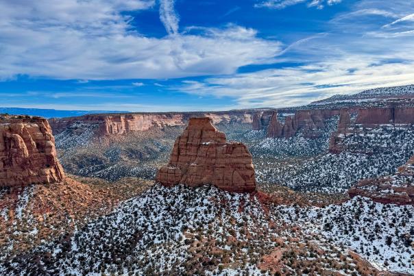 Landscape of Colorado National Monument with Snow Dusting